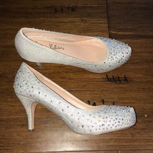Silver diamond studded heels. Size 7 1/2.